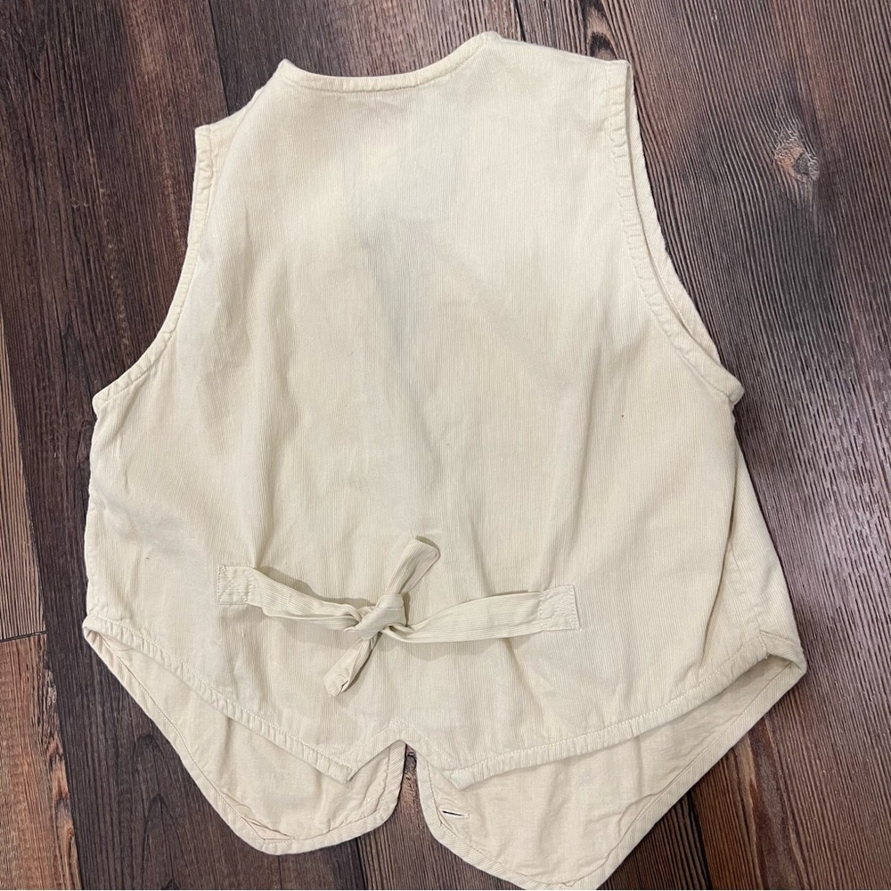 Vintage Cream Embroidered Cotton Vest Size Medium Animals Dog Bones - Picture 8 of 11